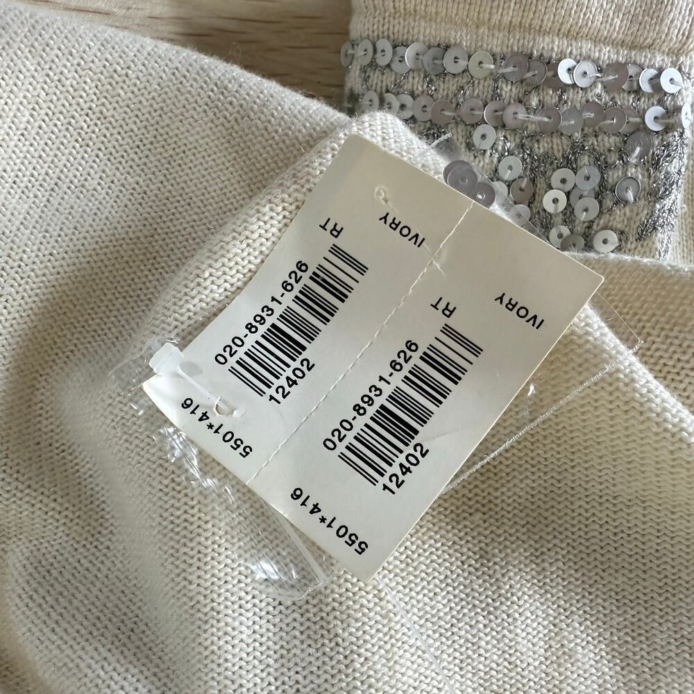 Y2k Silk Cashmere Embroidered Sequin Tie Front Cardigan Coquette Dolly Fairy S - Picture 8 of 9